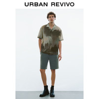 URBAN REVIVO 男装时尚满底抽象印花短袖开襟衬衫 UMF240056