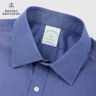 布克兄弟（BrooksBrothers）男士春秋棉质修身免烫短袖正装衬衫 4002-深蓝色 15/H