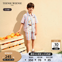Teenie Weenie Kids小熊童装24夏季男童度假风竖条短袖衬衫 橙色 120cm