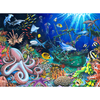 200/300/500/1000片成人儿童木质拼图拼板智力趣味认知玩具男女孩生卡通动物恐龙 神秘海底 200片木质 盒装 带图纸