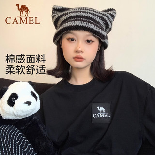 骆驼（CAMEL）【山系露营】运动速干T恤男女2024夏季快干弹力圆领宽松上衣 A13BAVV058，深榄绿，男女同款 L