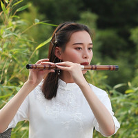 伶吟伶吟专业苦竹笛演奏横笛笛子双接白铜笛考级笛 本色 降E