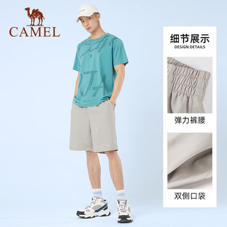 骆驼（CAMEL）运动短裤夏季速干透气跑步五分裤宽松吸汗潮流休闲裤 J0S2U8123-2，灰色，男 L