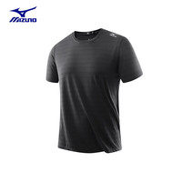 美津浓 Mizuno户外短袖T恤衫夏季男士透气冰丝上衣 黑色 2XL 