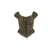 URBAN REVIVO 女士复古浪漫系带荷叶边罩衫衬衫 UWL240062