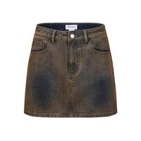 URBAN REVIVO 女士美式复古废土风短款牛仔半裙 UWV840202 中蓝 L