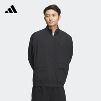 adidas休闲宽松梭织立领夹克外套男装阿迪达斯轻运动 黑色 XS