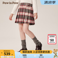 PawinPaw卡通小熊童装2024年秋冬女童短裙学院风百褶裙经典 Grey灰色/15 110cm