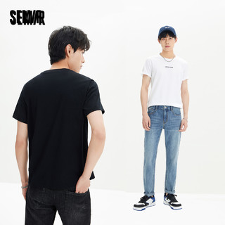 Semir 森马 短袖T恤男夏季纯棉修身字母印花通勤时尚休闲风修身圆领上衣