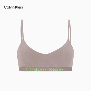 Calvin Klein内衣女士提花轻运动舒适薄垫柔软上托ck无钢圈背心文胸QF7398AD PET-灰咖色 M