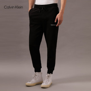 Calvin Klein Jeans春秋男士时尚经典ck字母抽绳腰束脚针织卫裤休闲裤J319922 BEH-太空黑 S  （110-130斤）