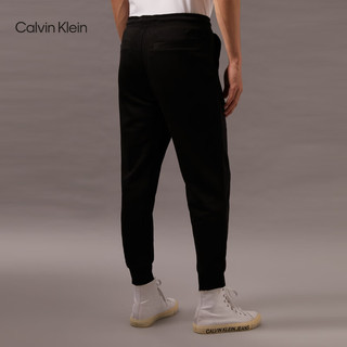 Calvin Klein Jeans春秋男士时尚经典ck字母抽绳腰束脚针织卫裤休闲裤J319922 BEH-太空黑 S  （110-130斤）