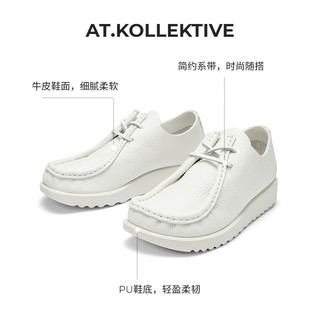 爱步（ECCO）24年夏季牛皮时尚厚底增高休闲鞋女 AT.KOLLEKTIVE系列390594 白色39059491125 37