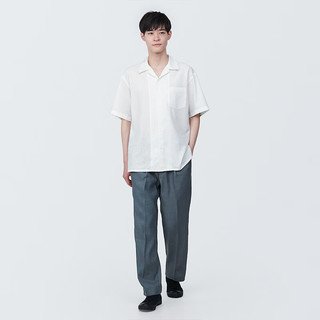 无印良品 MUJI 男式 麻混 短袖衬衫 男士衬衣外套 男装 AC1W2A4S 白色 XL 180/104A