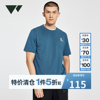 七匹狼短袖T恤男士夏季宽松圆领印花凉感亲肤弹力休闲户外易打理上衣 170/92A/M 110(海蓝)