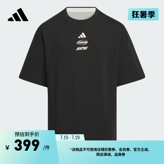 adidas二合一休闲长袖T恤男大童儿童秋季阿迪达斯轻运动 黑色/汉玉白 110CM