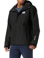 Helly Hansen 男士 7 J 防水 防风 透气 防雨夹克 带兜帽,黑色,Large