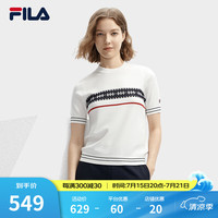 FILA 斐乐女子织衫2024春季时尚简约基础圆领休闲短袖 蒸汽白-IV 165/84A/M