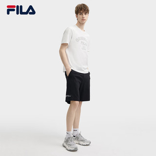 FILA 斐乐男子针织短袖衫2024夏时尚休闲简约舒适主题T恤 云菇白-WT 175/96A/L