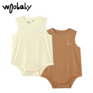 woobaby 婴幼儿连体衣随心裁2件装 米黄色/栗梅色（2件装） 66cm