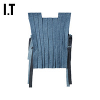 IT TANAKA男装褶裥牛仔马甲上衣时髦设计感系带外搭162NKAMM