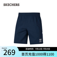斯凯奇(Skechers)【甄子丹同款】斯凯奇男士夏季短裤P324M021 海军学院蓝/02MZ M