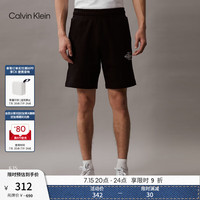 Calvin Klein Jeans夏季男士字母叠印ck松紧腰纯棉休闲运动针织短裤J324250 BEH-太空黑 S