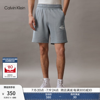 Calvin Klein Jeans夏季男士字母叠印ck松紧腰纯棉休闲运动针织短裤J324250 PN6-椰青灰 L