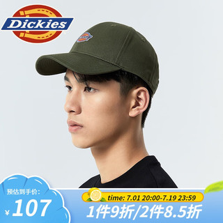 dickies 男女同款棒球帽 可调节潮流休闲鸭舌帽8 0 军绿色 可调节