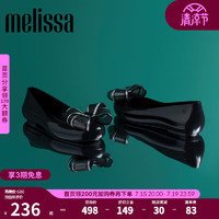 Melissa（梅丽莎）蝴蝶结圆头平底时尚简约休闲通勤女士单鞋子33633 黑色/银色 8 （39码）