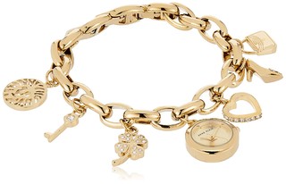 移动专享：Anne Klein 女士高级水晶装饰金色吊饰手链手表