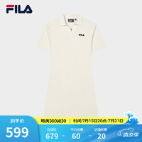 FILA 斐乐女子针织连衣裙2024夏时尚修身POLO领短袖裙子 茭白-IV 185/104A/XXXXL