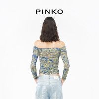 PINKO 2024春夏复古印花露肩上衣102887A1LT