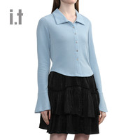 it tout a coup女装合身翻领长袖上衣2024春季时尚气质601AS