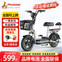 凤凰（Phoenix）电动车新国标电动车自行车男女成人电瓶车长续航小型两轮代步车 炫酷黑 (单车车架）详询客服
