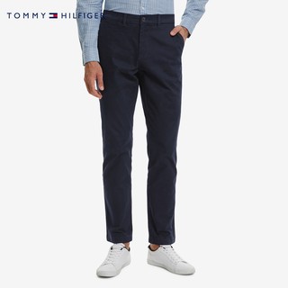 TOMMY HILFIGER 男装经典一字袋小绣标纽扣拉链微弹直筒休闲裤78C2340 深藏青CJM 30