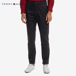 TOMMY HILFIGER 男装经典一字袋小绣标纽扣拉链微弹直筒休闲裤78C2340 黑色BEI 38