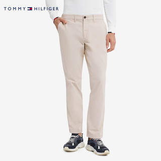 TOMMY HILFIGER 男装经典一字袋小绣标纽扣拉链微弹直筒休闲裤78C2340 浅咖色SPN 35