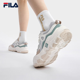 FILA 斐乐掠夺者2女鞋跑步鞋夏季老爹鞋男复古运动鞋透气 月岩灰/雪白-LS 40