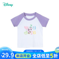 迪士尼宝宝（Disney Baby）童装女童短袖T恤时尚米妮纯棉T恤舒适透气24年夏 浅紫 110