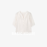 Basic House/百家好衬衣长袖白色时尚休闲夏季衬衫-B0624B5K152 米白色 L120-135斤