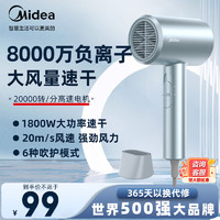 88VIP：Midea 美的 吹风机负离子电吹风筒大功率不伤发便携电吹风机负离子恒温除尘吹风机电风吹 晴空蓝FJ112