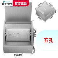 双门子隐藏式不锈钢纯平隐形地插座开启式100通用型地面插座嵌入式媒体 五孔【100通用型】