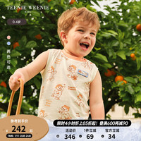Teenie Weenie Kids小熊童装24夏季男宝宝印花无袖T恤短裤套装 珊瑚红 100cm