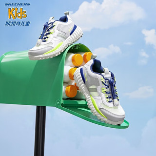 Skechers斯凯奇儿童鞋磁吸扣男童运动鞋夏季透气网鞋个性潮鞋405200L 白色/多彩色/WLGY 27.5码