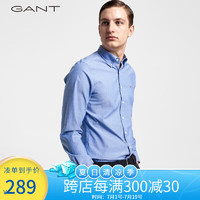 GANT 甘特夏季男士时尚休闲美式经典简约透气舒适长袖衬衫|3046402 436蓝色 L