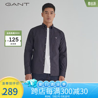 GANT 甘特夏季男士时尚休闲美式经典简约透气舒适长袖衬衫|3046402 5黑色 S