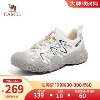 骆驼（CAMEL）【白鹿同款】休闲鞋女时尚丑萌鞋潮流拼接运动鞋户外登山鞋 L14S469663米白/灰/深蓝 （男款） 41