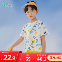 迪士尼童装男童T恤迪士尼宝宝系列卡通舒适透气短袖T恤 222S1695本白 120