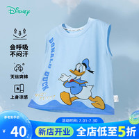 迪士尼宝宝（Disney Baby）童装男童背心T恤纯棉米奇唐老鸭无袖T恤24年夏 浅蓝 110